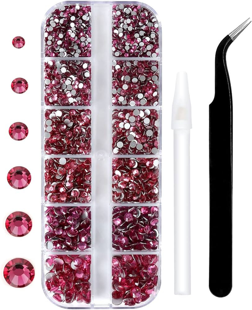 12 Grids 3792pcs Rose Flatback Rhinestones Set for Nail, Art, Crafts, Makeup, Tumblers Glitter Ro... | Amazon (US)