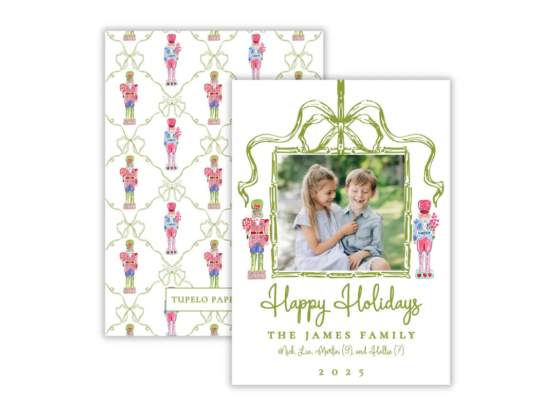 Nutcracker Whimsical Christmas Photo Card | Watercolor Nutcracker Christmas Card Template | Ribbo... | Etsy (US)