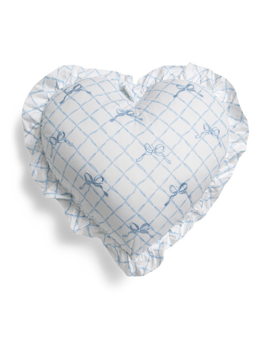 20x19 Beautiful Bow Trellis Ruffle Heart Pillow | TJ Maxx