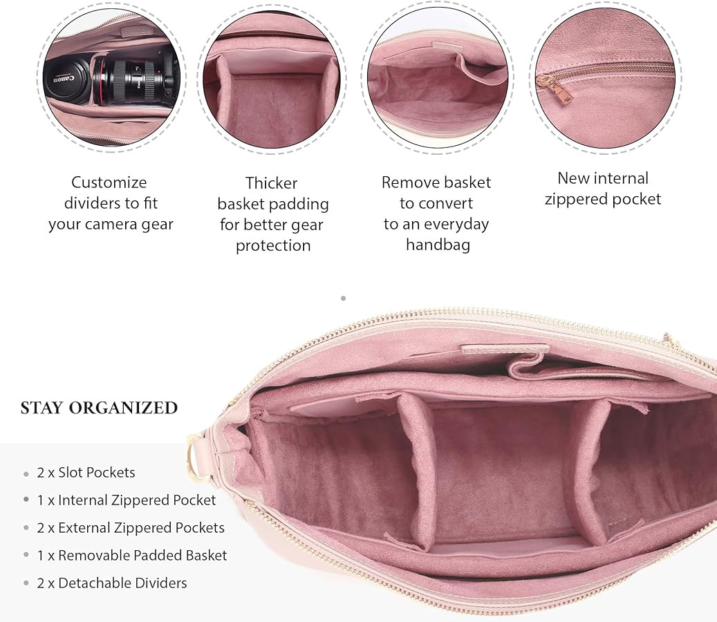 Meliaebag - Bolso para cámara réflex digital sin espejo para mujer, lindo bolso cruzado de cuer... | Amazon (US)