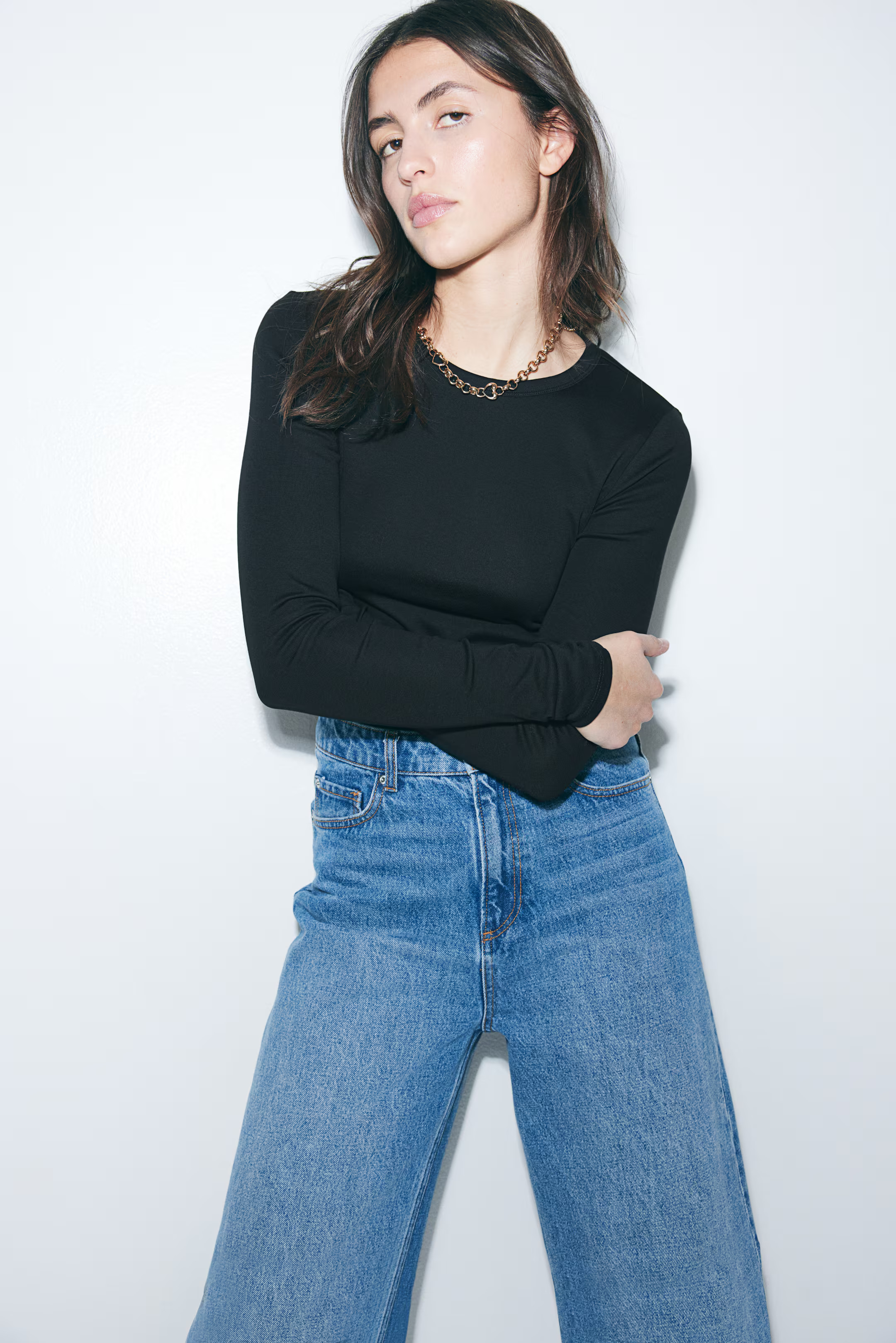 Long-sleeved jersey top - Black - Ladies | H&M GB | H&M (UK, MY, IN, SG, PH, TW, HK)