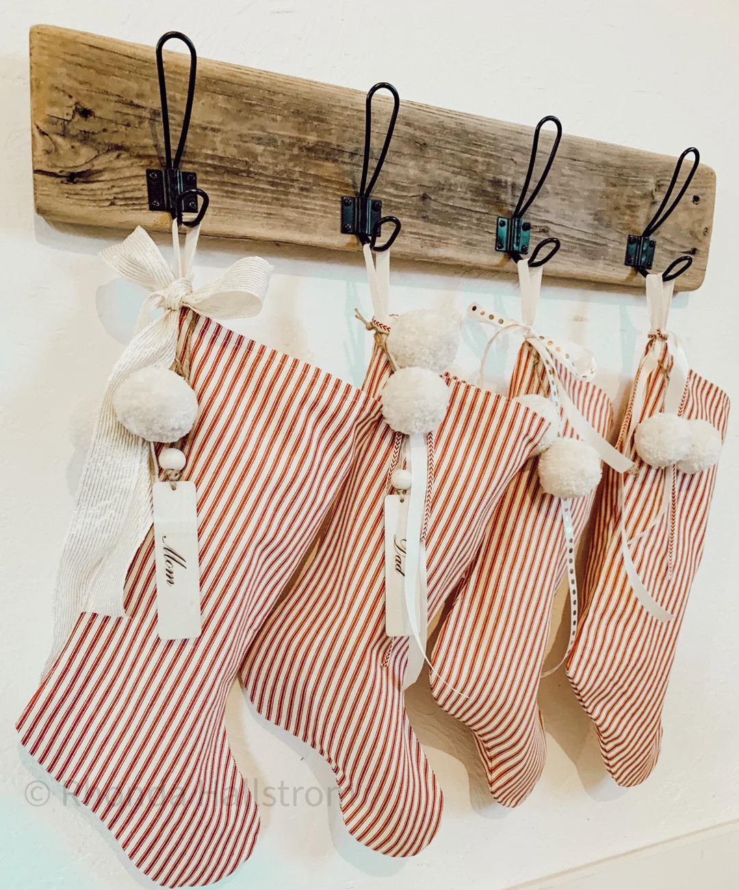 Red Stripe Christmas Stockings/vertical Ticking - Etsy | Etsy (US)