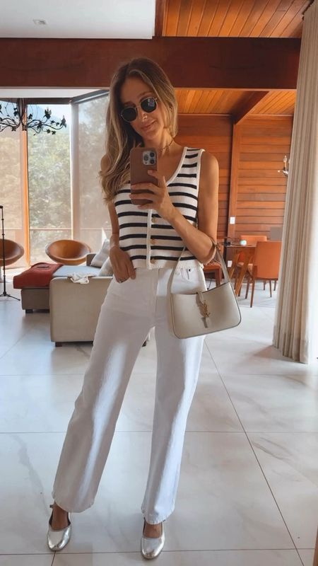 Elegant and chic spring outfit
This color combo is so so beautiful and I love this top from Abercrombie
The straight cut of these white jeans is very flattering and chic
These are size 27 regular, and I am 5’9”
The top is size small
Fits true to size

#LTKover40 #LTKSpringSale #LTKstyletip