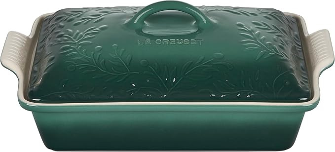 Le Creuset Olive Branch Collection Stoneware Heritage Covered Rectangular Casserole, 4 qt., Artic... | Amazon (US)