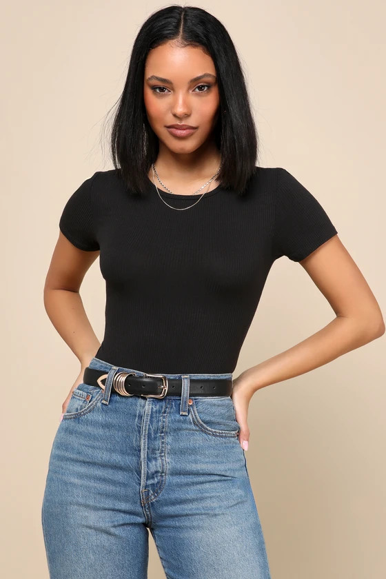 Kinship Black Ribbed Bodysuit | Lulus