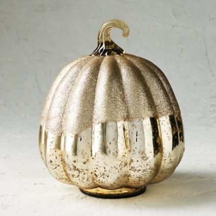 Antique Gold Glitter Top Pumpkin | Frontgate