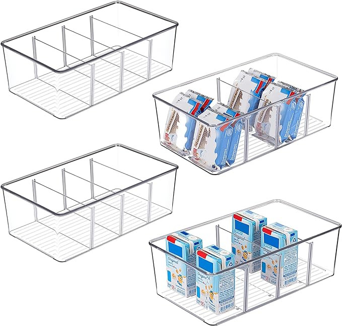 Vtopmart 4 Pack Food Storage Organizer Bins, Clear Plastic Bins for Pantry, Kitchen, Fridge, Cabi... | Amazon (US)