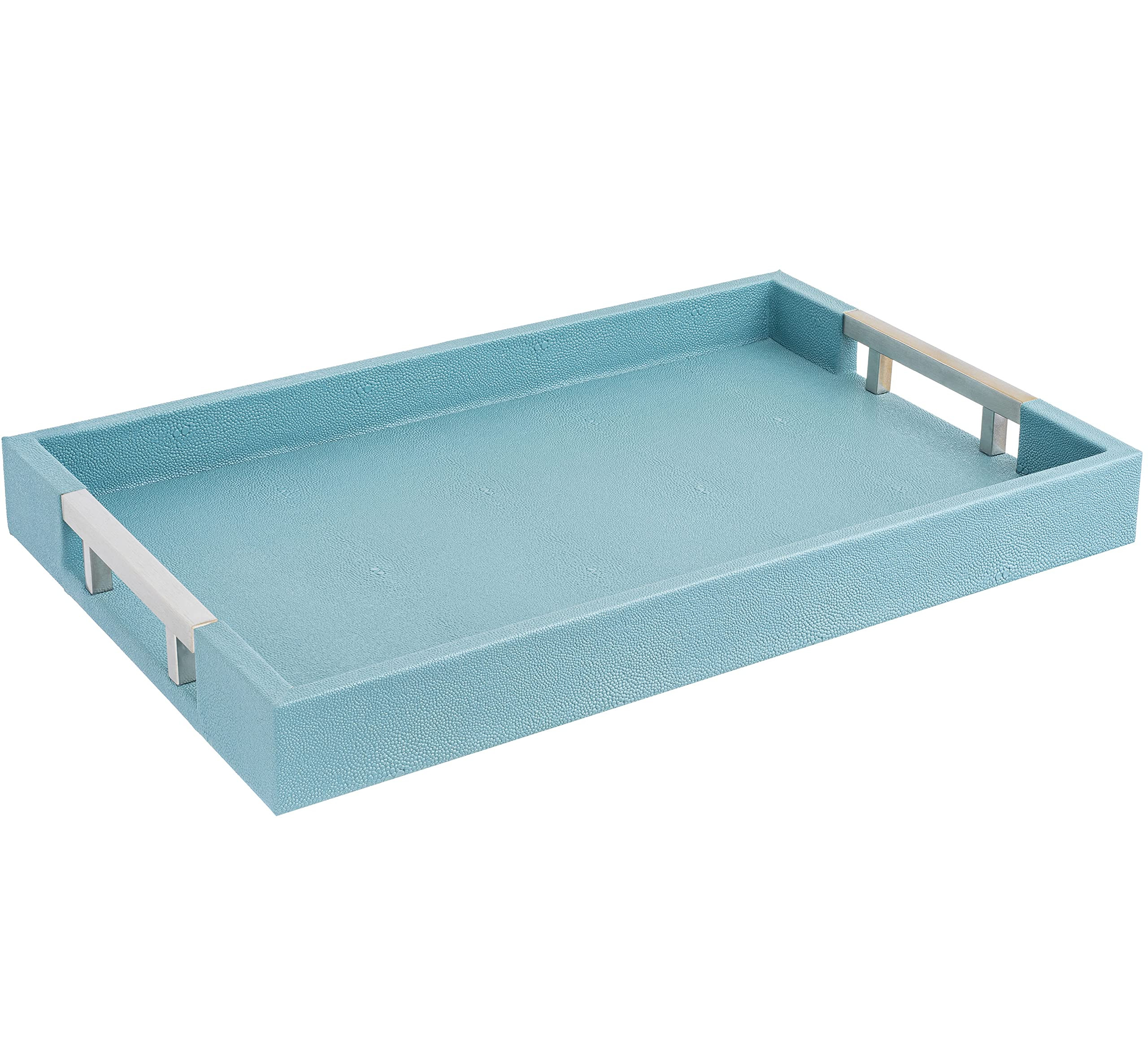 Modern Elegant 18"x12" Rectangle Baby Light Blue Shagreen Decorative Ottoman Coffee Table Perfume... | Amazon (US)