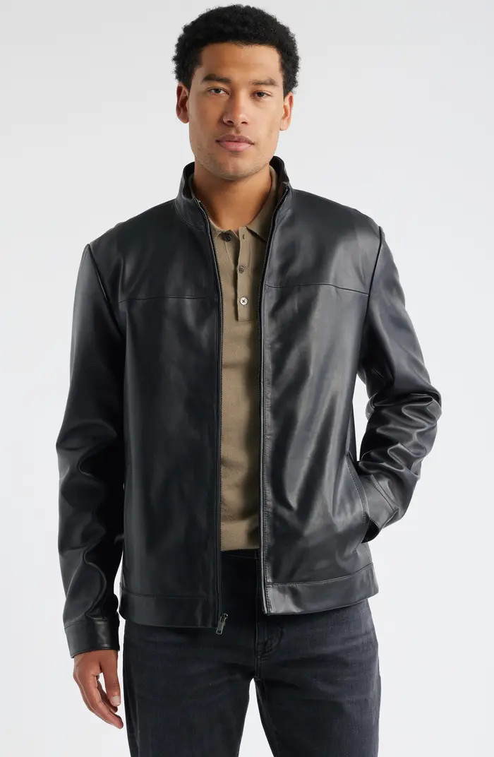Stand Collar Leather Bomber Jacket | Nordstrom