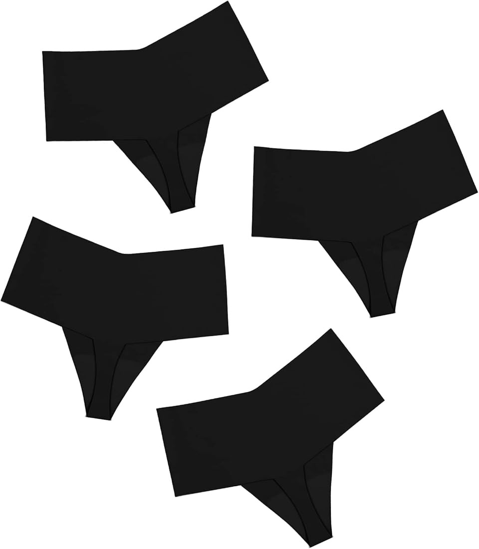 DEANGELMON Women Seamless Thongs No Show Thong Underwear Workout Panties High Waist T... | Amazon (US)