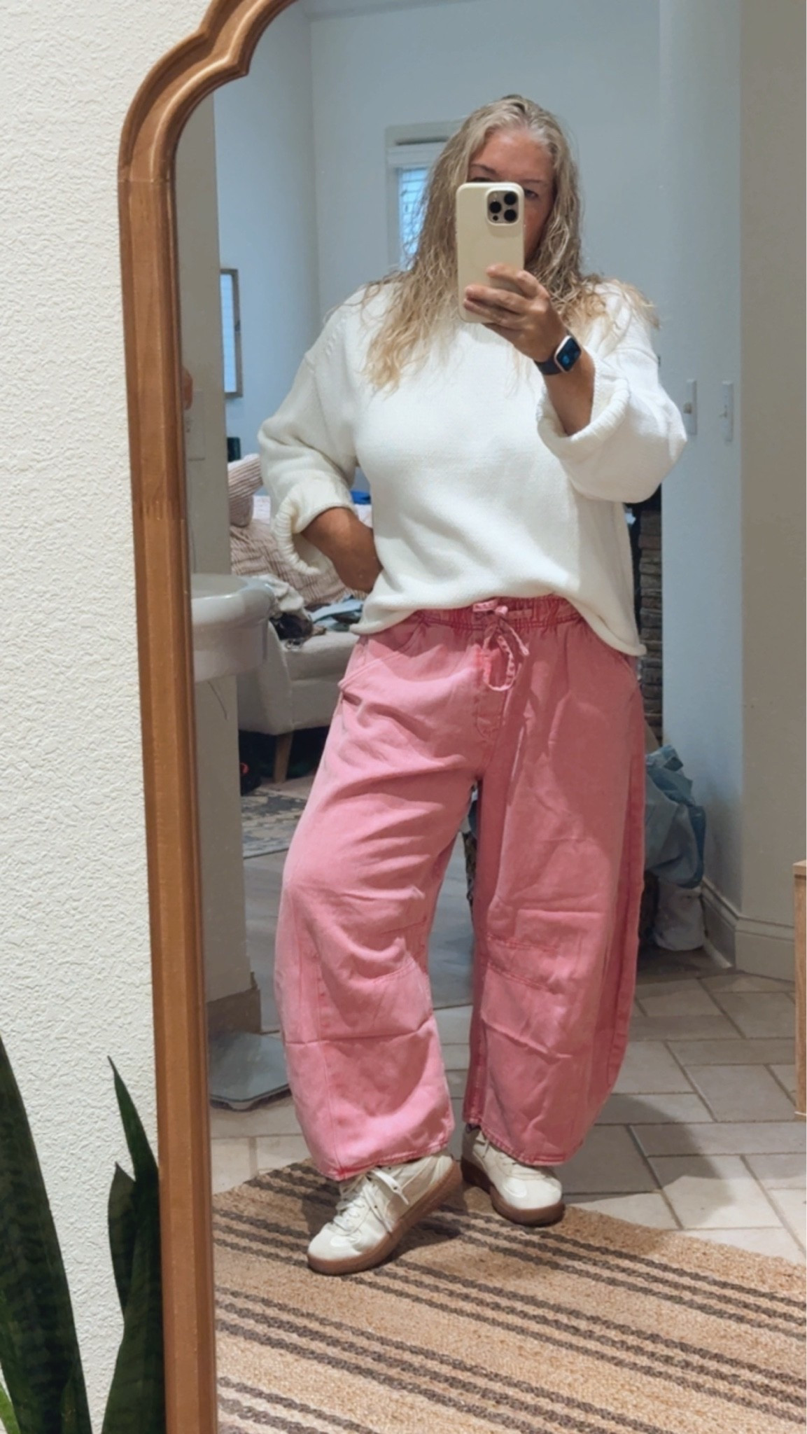 Colorful chilly Summer day outfit!!! Wearing medium in the @jcrew sweater and a large petite in the @gapstyle pants! #pinkpants #barreljeans #rollnecksweater

#LTKOver40 #LTKSeasonal #LTKootd