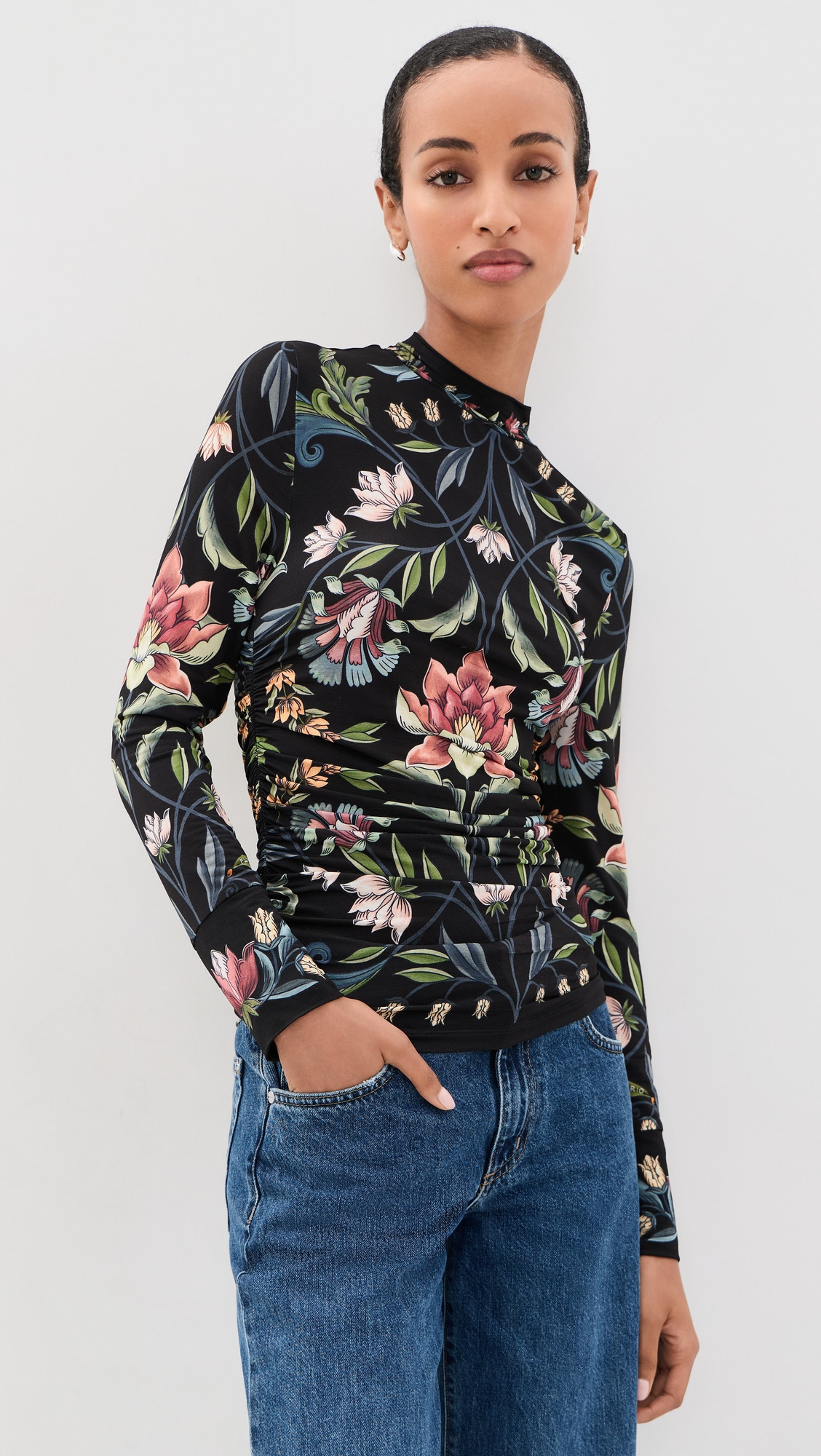 FARM Rio Natalia Jersey Blouse Natalia Black XXS | Shopbop