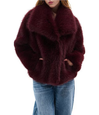 Azalea Wang Regina Faux Fur Wing Collar Oversize Snap Front Jacket | Dillard's | Dillard's