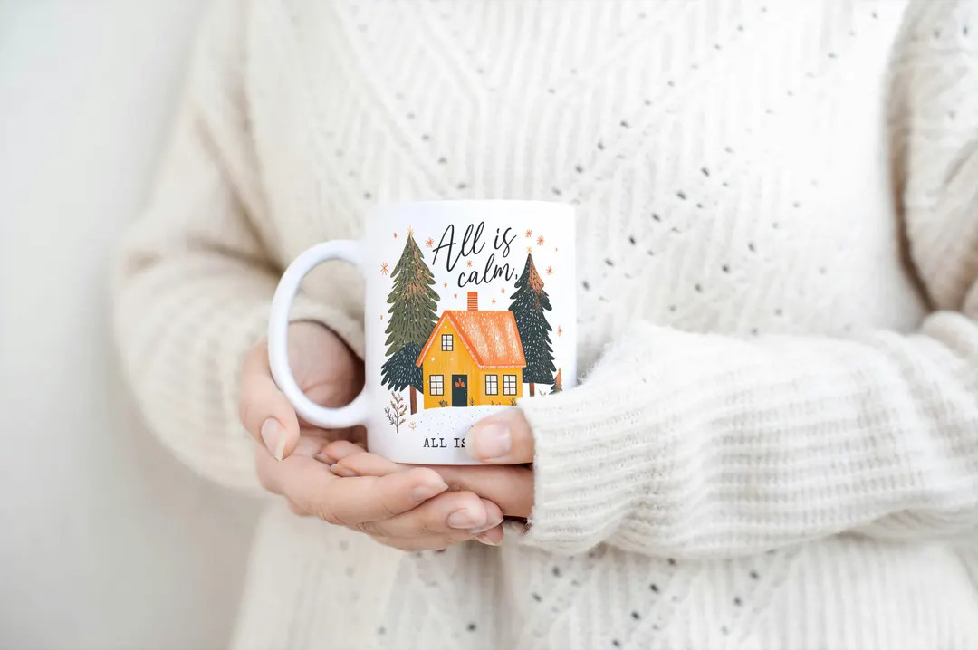 Nativity Scene Mug, All is Calm All is Bright, Silent Night, Christmas Mug, Christmas Peace, Merr... | Etsy (US)