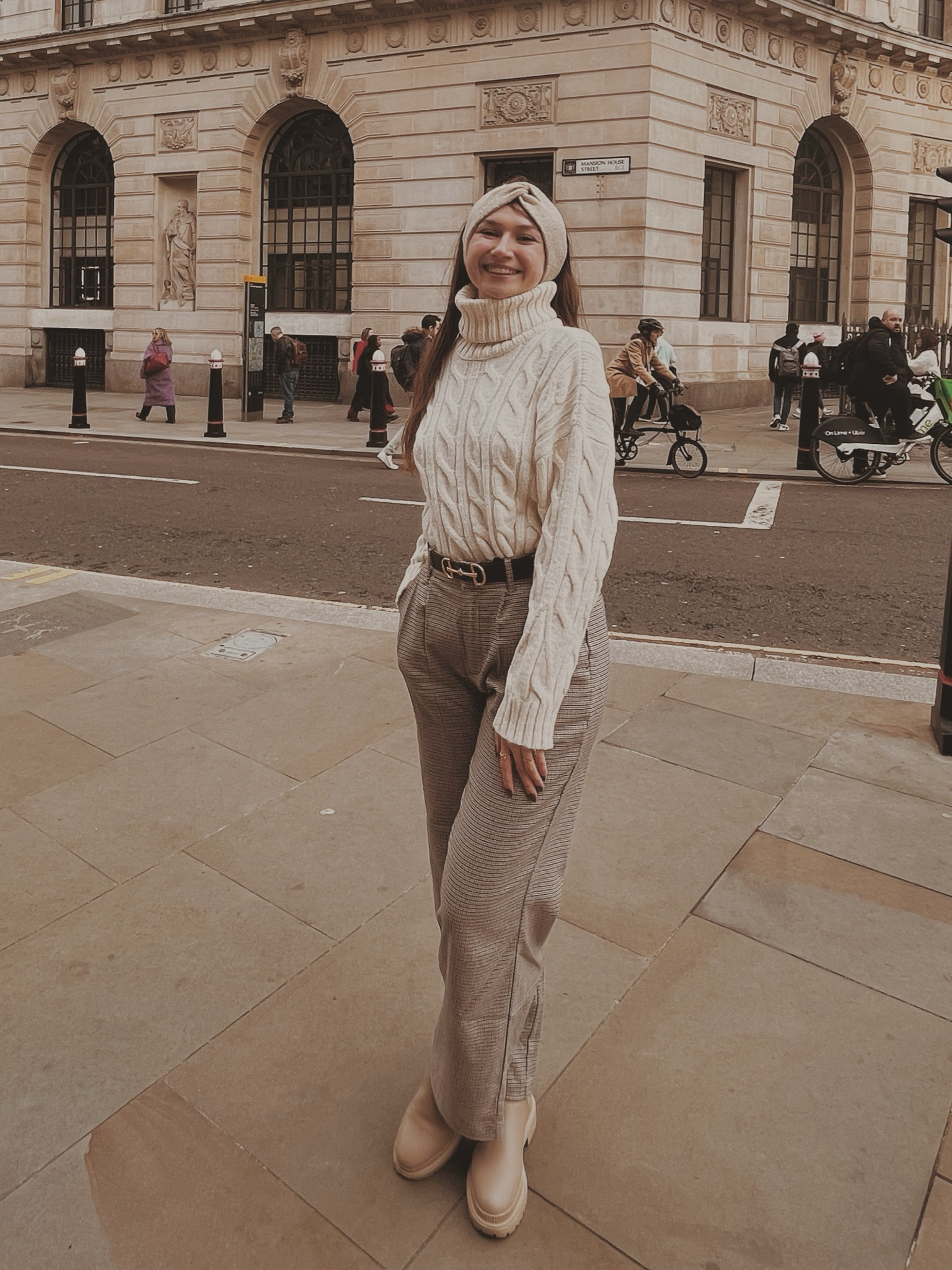 Cable knit turtleneck sweater
Beige houndstooth trousers
Beige Chelsea boots 
Brown belt with buckle detail

Light academia 
Light academia outfit 
Light academia style 
Light academia aesthetic 
Neutral outfit 
Autumn outfit 
Autumn fashion 
Autumn fashion inspo

#LTKFindsUnder50 #LTKU #LTKSeasonal