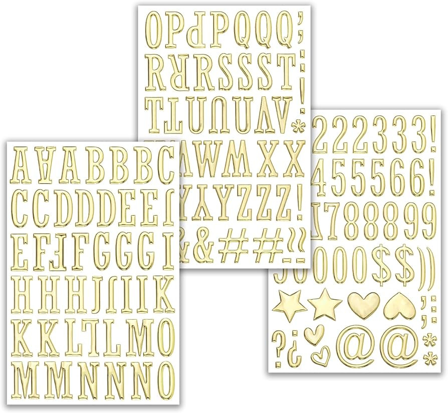 Dizdkizd 3D Gold Letter Stickers 1 Inch Foam Alphabet Number Decals, Self Adhesive Waterproof Puf... | Amazon (US)