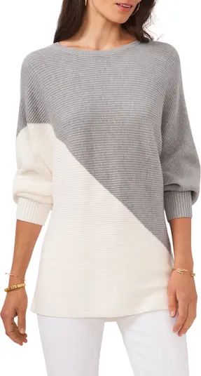 Asymmetric Colorblock Cotton Blend Sweater | Nordstrom