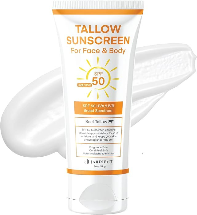 Beef Tallow Sunscreen SPF 50 with Mineral : Instant Sun Protection Non Nano Zinc Oxide Sunblock- ... | Amazon (US)