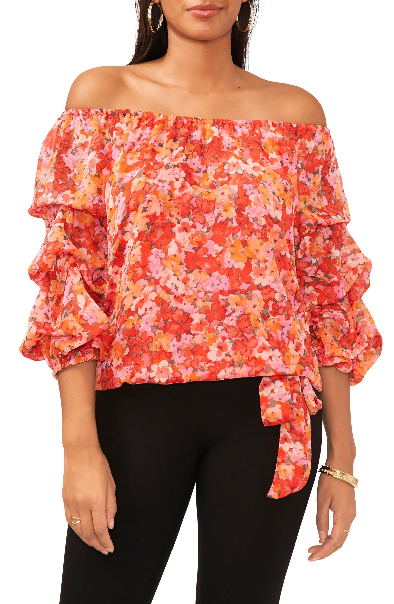 Print Off the Shoulder Bubble Sleeve Top | Nordstrom