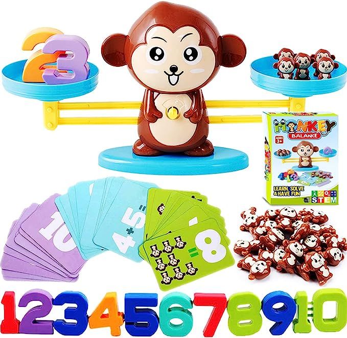 CozyBomB Monkey Balance Counting Cool Math Games - STEM Toys for 3 4 5 Year olds Cool Math Educat... | Amazon (US)