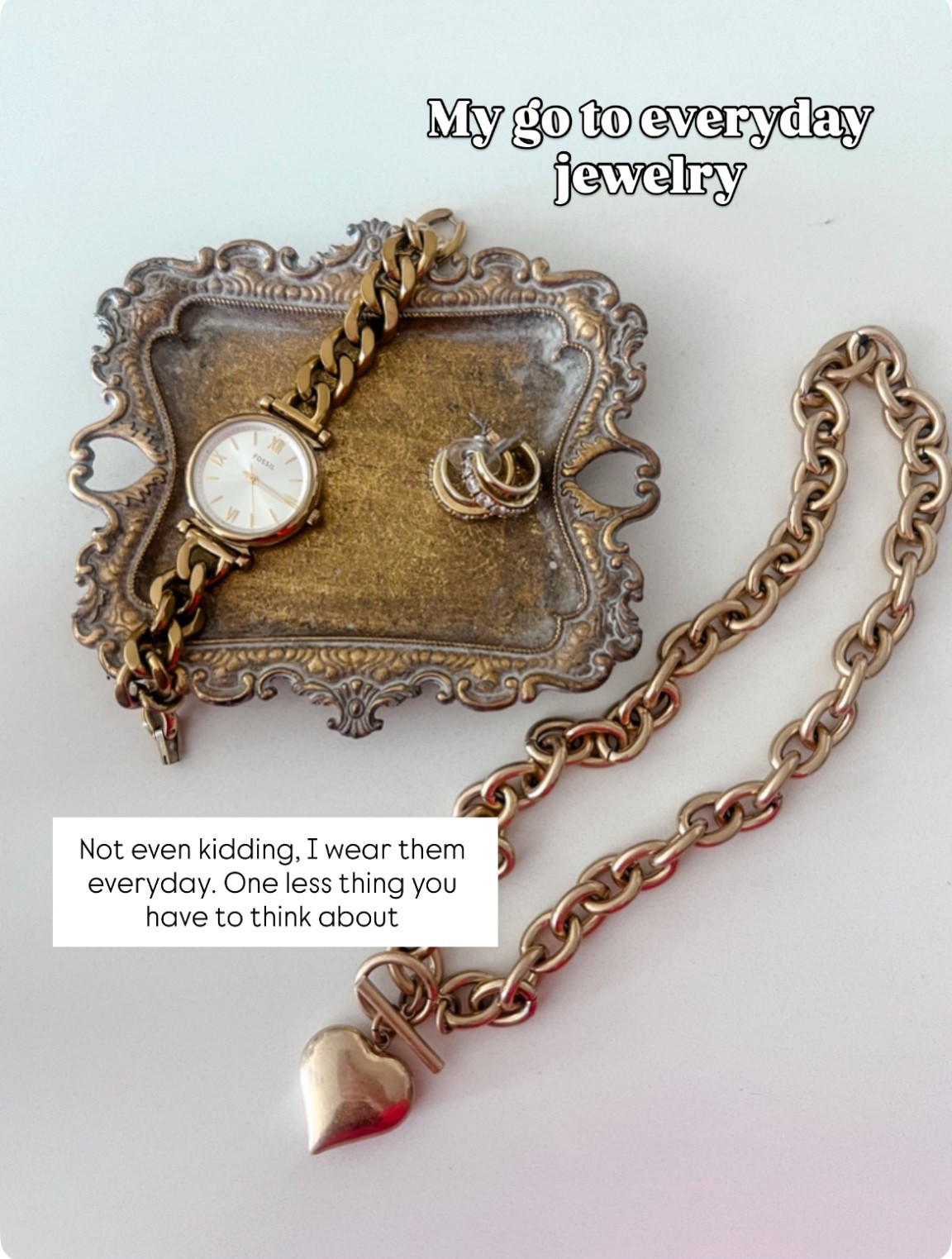 Not even kidding when I say wear all of these every.singlr.day. For work, running errands, loungeing, all the things. One less thing to think about in the morning 

Mom style / mom jewelry / everyday style / mom workwear / working mom / gold chunky necklace / heart necklace / basic jewelry / mom must haves 

#LTKootd #LTKmomlife #LTKmorningroutine