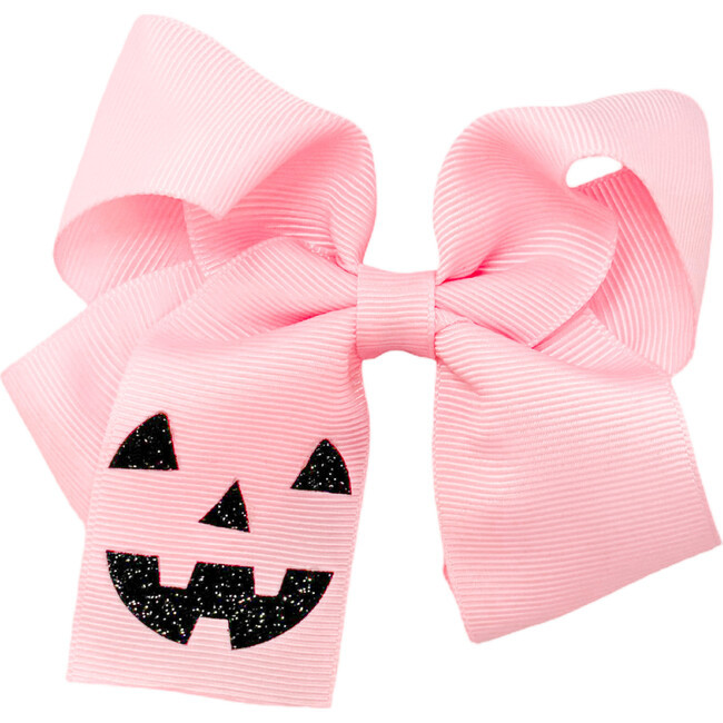 Jack-O-Lantern Halloween Hair Bow, Pink | Maisonette
