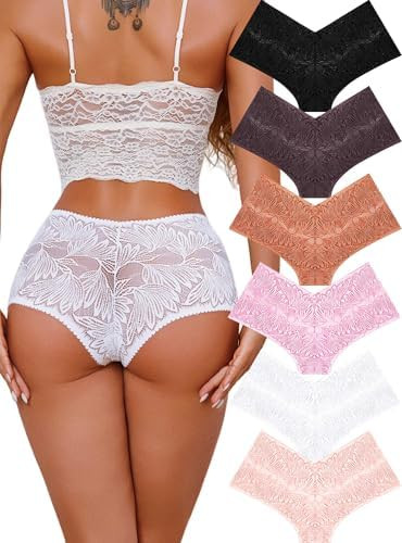 Sexy Underwear for Women Petal-soft Lace V-waisted Boy Shorts Cute Cheeky Ladies Panties Fashion ... | Amazon (US)