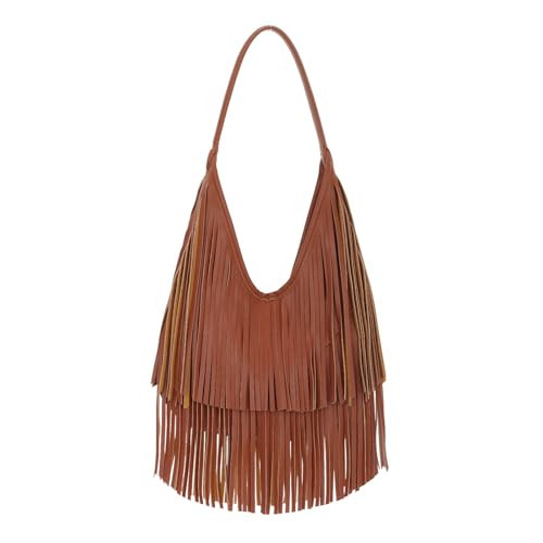 Emprier Fringe Bag for Women Black Tassel Shoulder Bag Western Hobo Purse Vegan Leather Vintage Crossbody Tote Bag | Amazon (US)