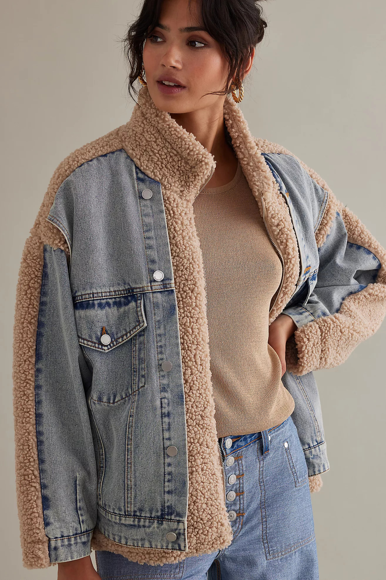 BLANKNYC Fuzzy Wuzzy Sherpa Denim Jacket | Anthropologie (US)