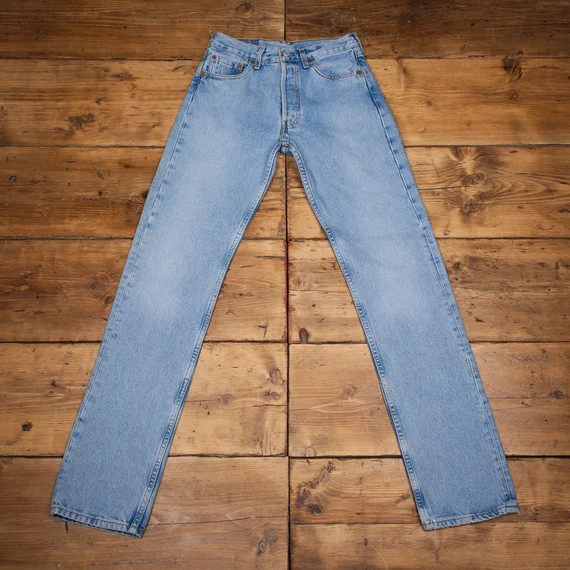 Vintage Levis 501 Jeans 27 X 34 90s Straight Pale Stonewash | Etsy | Etsy (US)