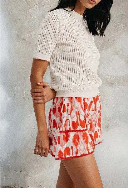 Paola Red Fiesta Print Short | Mi Golondrina