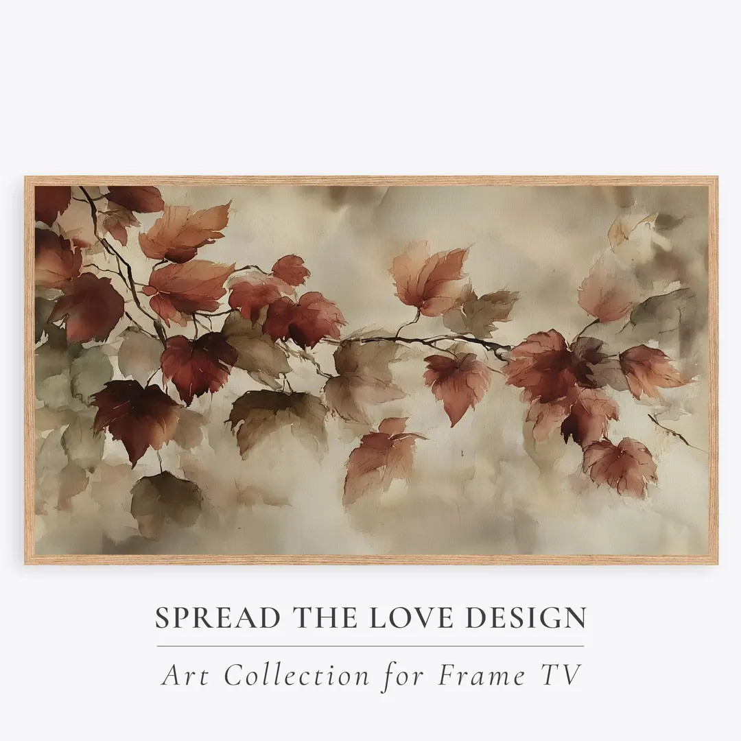 Fall Leaves Frame TV Art, Vintage Autumn Landscape (Digital Download) | Etsy (Global)