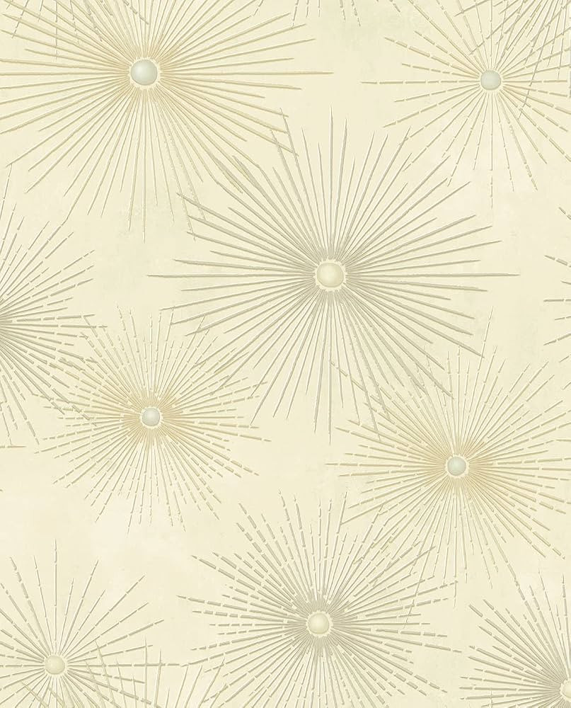NextWall Starburst Geo Mid Century Peel and Stick Wallpaper (Ivory & Metallic Gold) | Amazon (US)