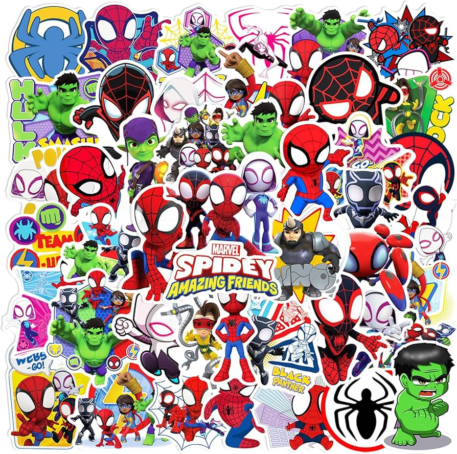 50pcs Cartoon Spider-Man Stickers for Kids,Lovely Hero and His Amazing Friends Vinyl Waterproof D... | Amazon (US)