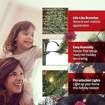 Puleo International 7.5 Foot Pre-Lit Aspen Fir Artificial Christmas Tree with 700 UL Listed Clear... | Amazon (US)