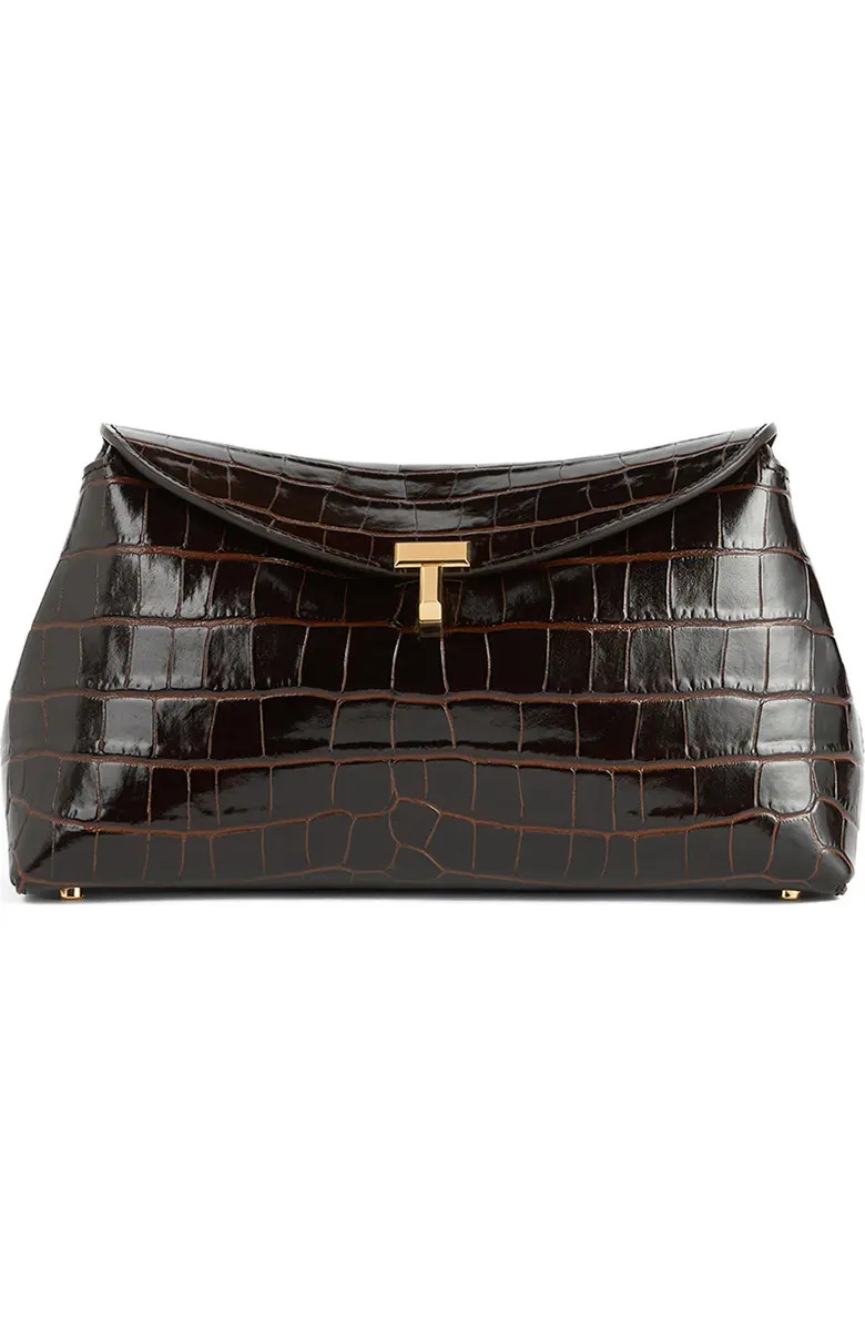 T-Lock Croc Embossed Leather Clutch | Nordstrom