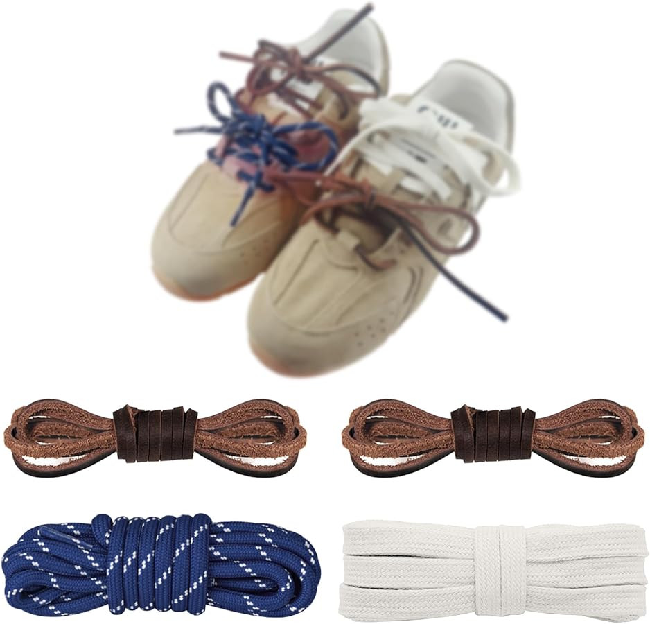 Mixed Color Round Shoe Laces for Sneaker, Flat Leather Shoelaces Replacement Laces kit | Amazon (US)