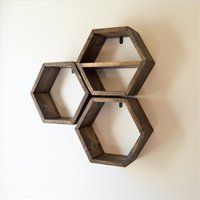 Hexagon Shelf | 5.5"" Deep Honeycomb Home Decor With Hangers | Etsy (US)