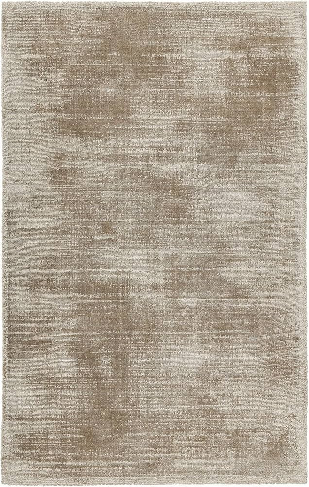 Benjara Arlo 5 x 8 Area Rug, Sand Brown Soft Viscose, Handcrafted, Non Reversible | Amazon (US)