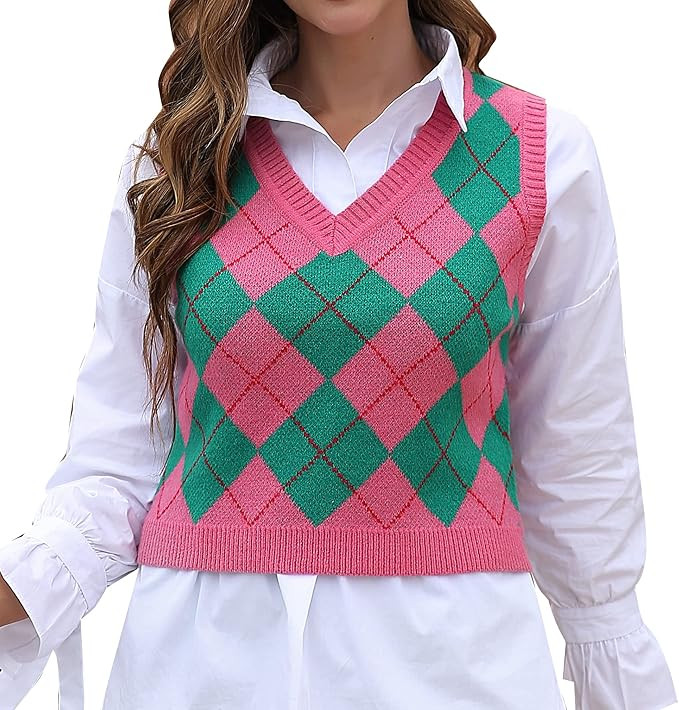 Longhong clothing Women's Fashion Cropped Sweater Vest College Style Sleeveless Vest | Amazon (US)