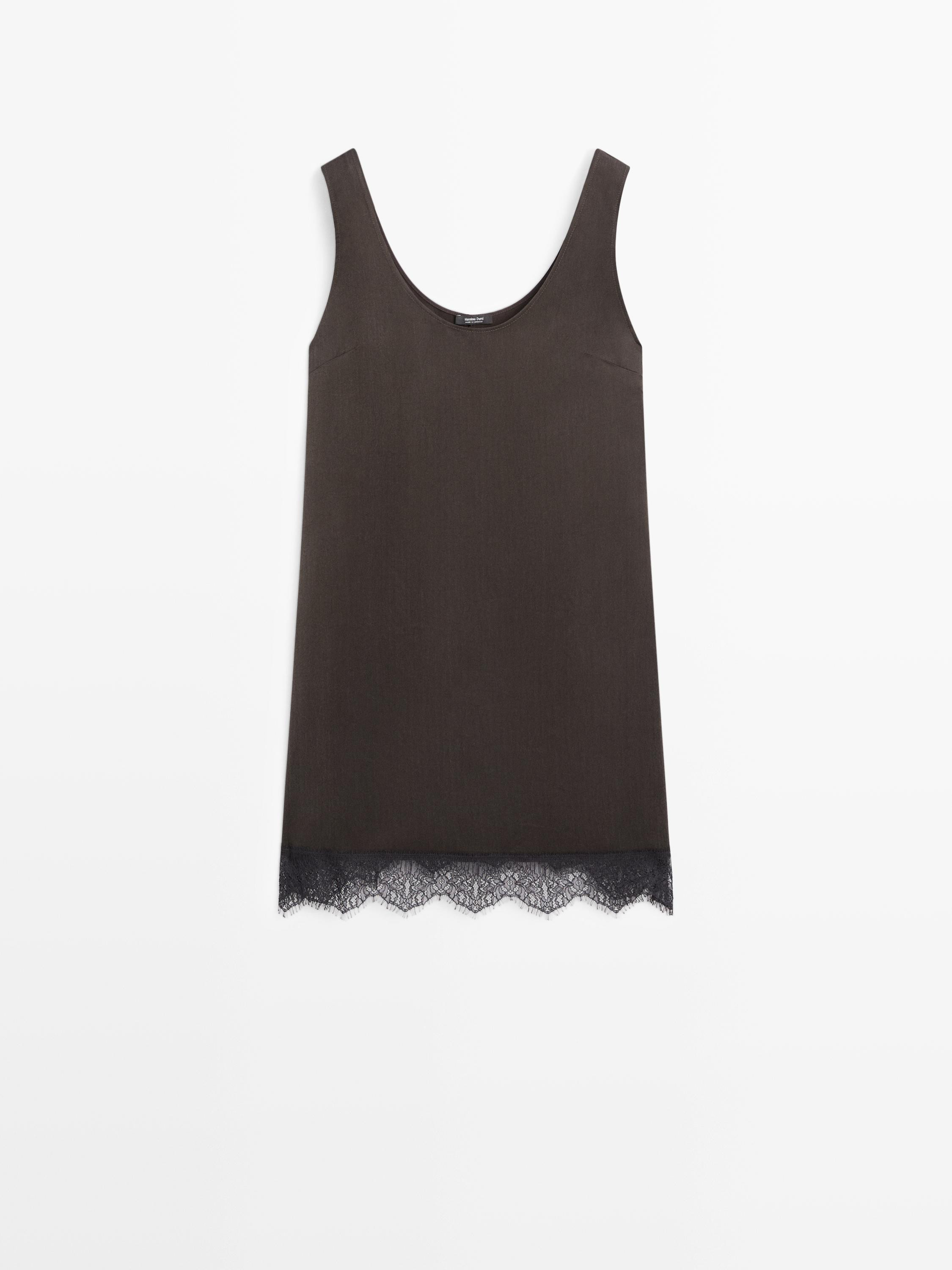 Short flowing dress with lace detail | Massimo Dutti UK