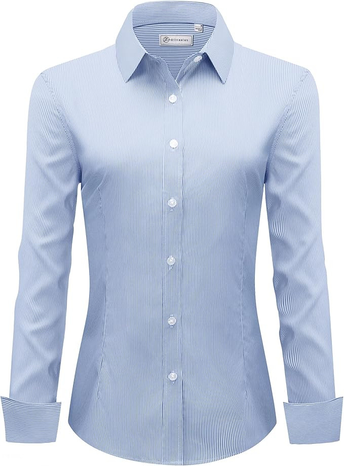 siliteelon Womens Classic-Fit Dress Shirts Long Sleeve Button Down Wrinkle-Free Stretch Solid Cas... | Amazon (US)