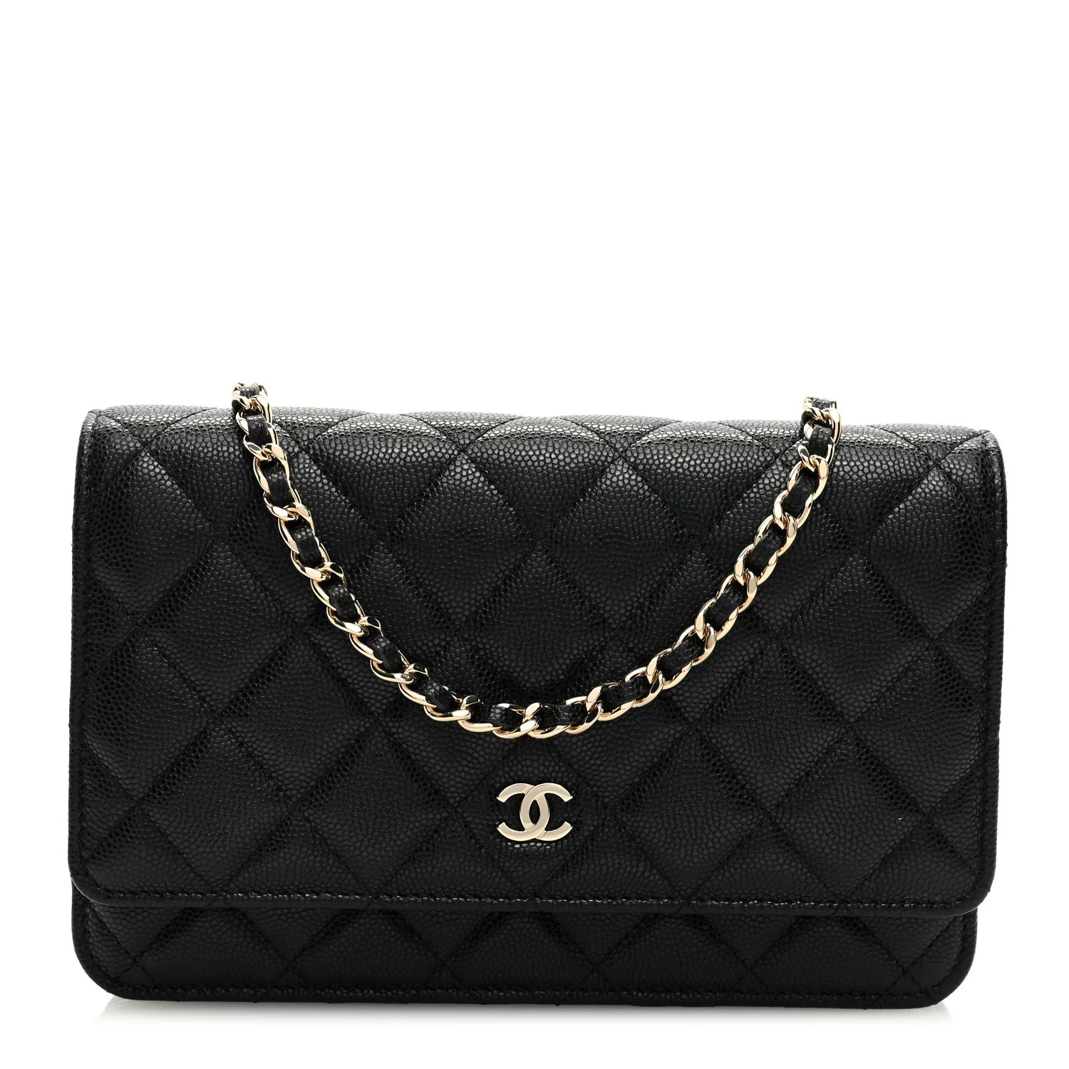 Caviar Quilted Wallet on Chain WOC Black | FASHIONPHILE (US)