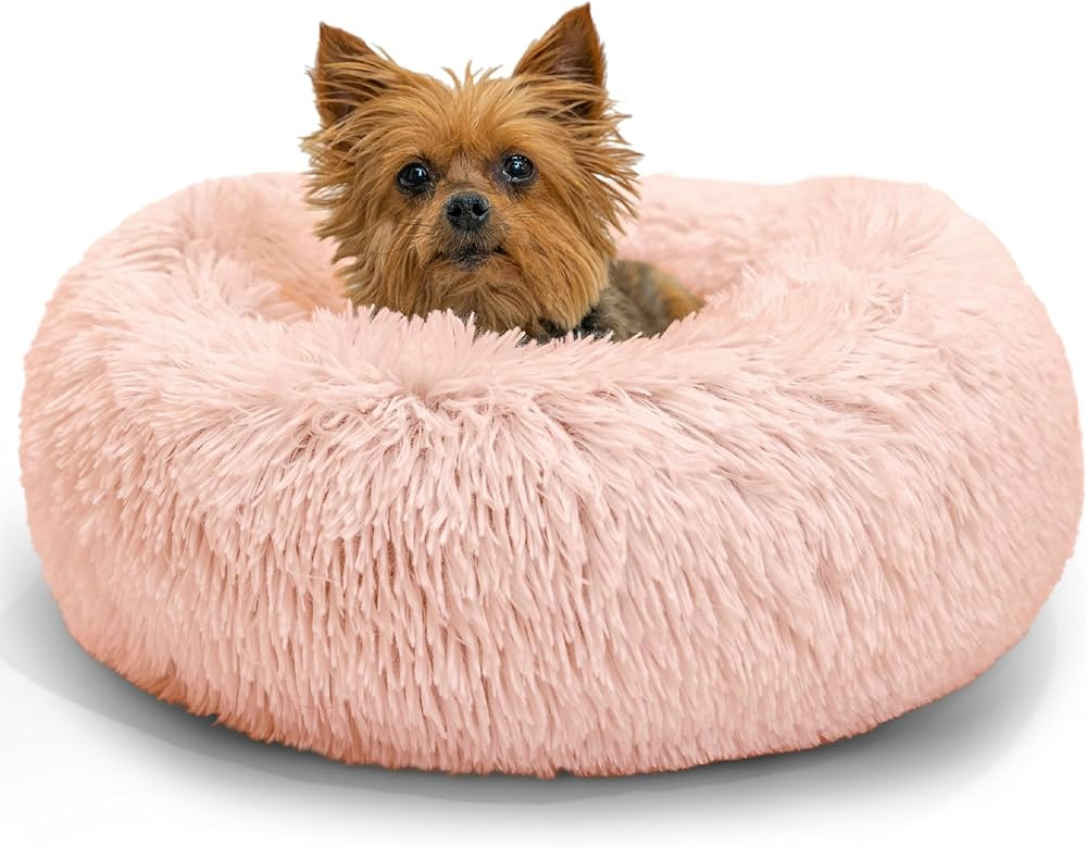 Best Friends by Sheri The Original Calming Donut Dog and Cat Bed in Shag Fur, Cotton Candy Pink, ... | Amazon (US)