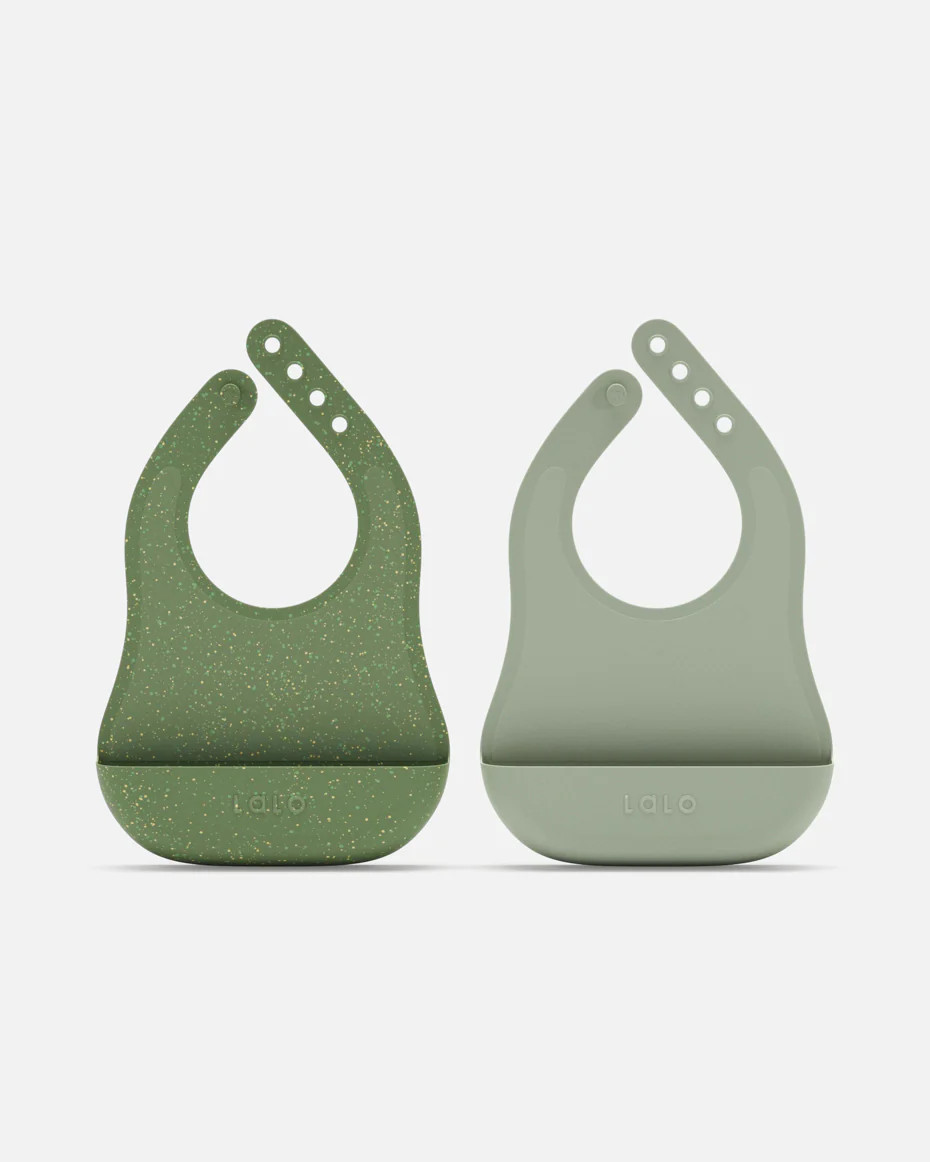 Lalo Silicone Bib (2-pack) | Non-toxic Super Soft Silicone | Lalo