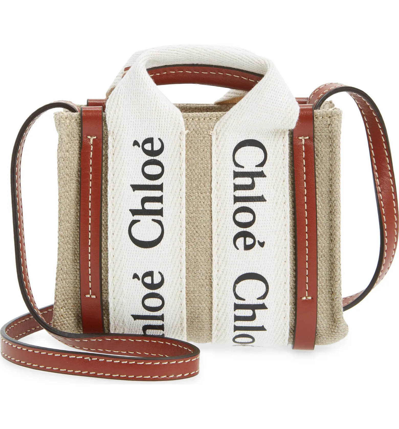 Chloé Nano Woody Logo Strap Canvas Tote | Nordstrom | Nordstrom