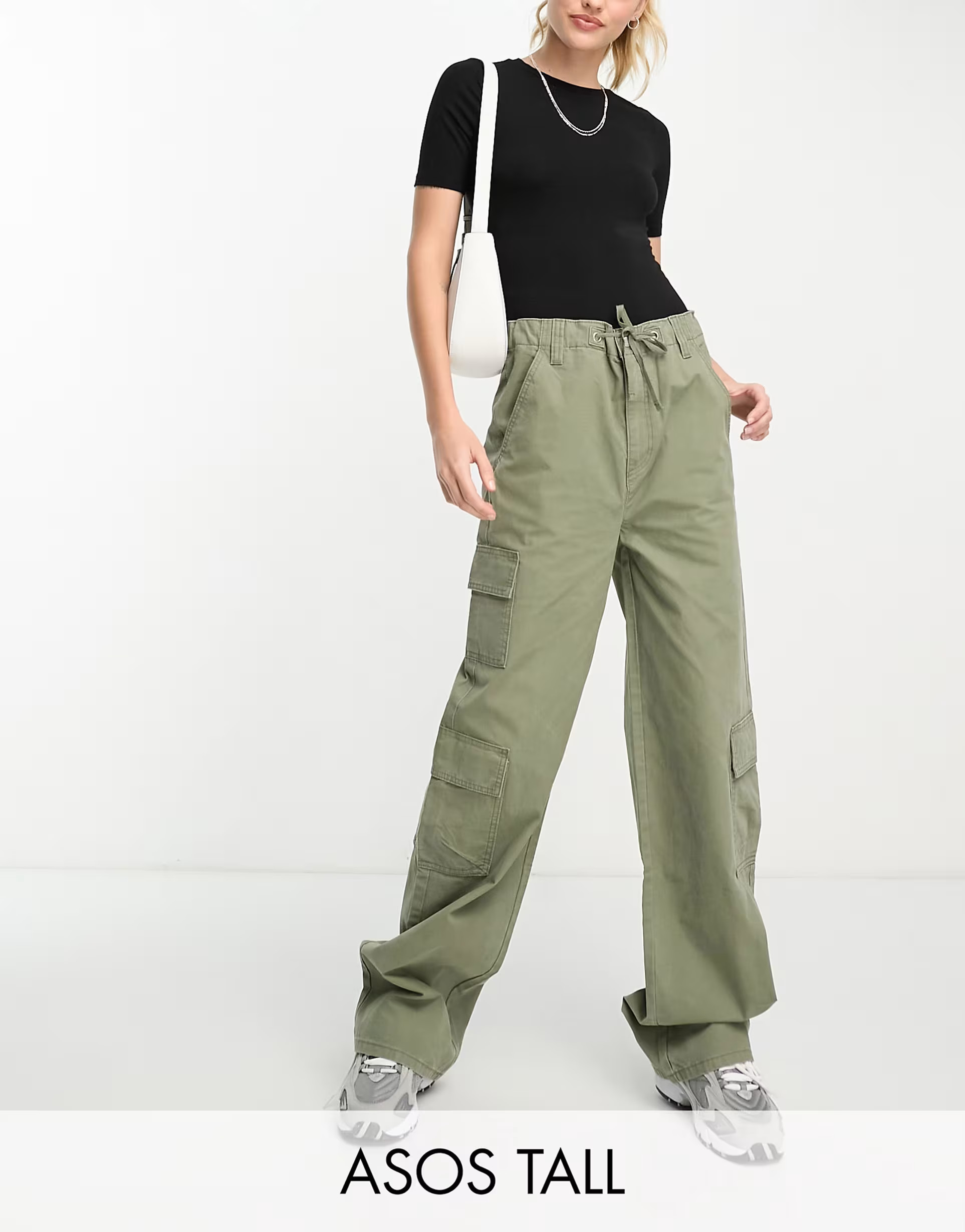 ASOS DESIGN Tall oversized cargo pants with multi pockets in khaki | ASOS (Global)