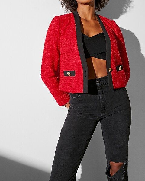 Contrast Trim Tweed Jacket | Express