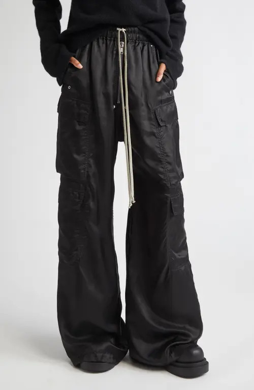 Rick Owens Cargobelas Satin Cargo Pants in Black at Nordstrom, Size 10 Us | Nordstrom