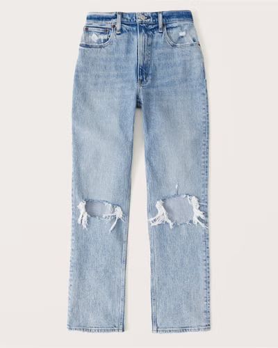 Women's Curve Love 90s Ultra High Rise Straight Jeans | Women's Bottoms | Abercrombie.com | Abercrombie & Fitch (US)